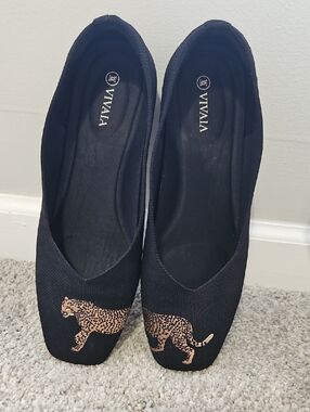 VIVAIA Margot Embroidered Cheetah Flats | EU 41 US 9-9.5